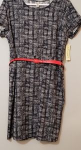 Womens Tacera Short Sleeve Black and White Belted Dress Size XL NWT